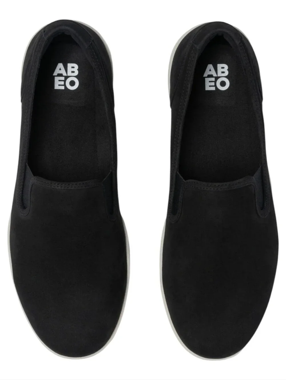 ABEO Encore Black Nubuck Leather Suede Slip On Comfort Sneakers 8.5 Neutral